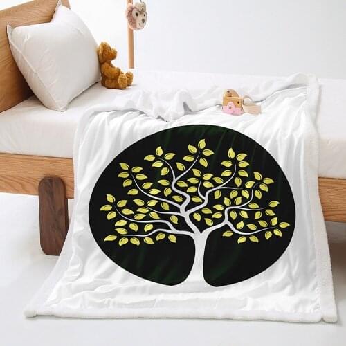 Tree of Life Fleece Throw Blanket Wisdom Tree Sign Digital Printed Microfiber Plush Blanket Quilt Soft Bed Decor Bedclothes Home
