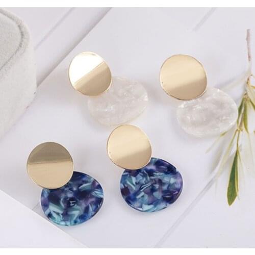 Hot Selling New Fashion Retro Concave Design Acrylic Resin Stud Earrings Jewelry for Women