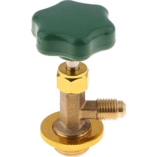 R134A Gas Valve Bottle Opener Tool 1/2 SAE Thread Connector Adapter Green