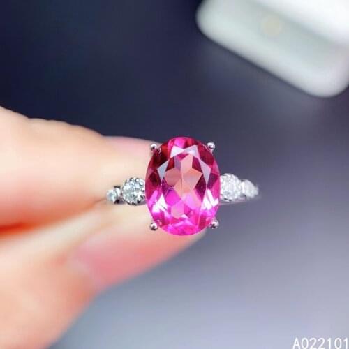 KJJEAXCMY fine jewelry S925 sterling silver inlaid natural pink topaz new girl classic gemstone ring support test Chinese style