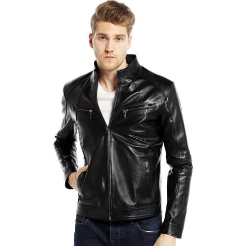 Genuine Soft Leather Handmade Black Man Jacket Biker Style High Quality Lambskin Metal Zipper Autumn Gift For Valentines Day