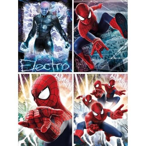 Square Round Diamond Painting Marvel Spiderman Electro 5D DIY Handmade Mosaic Set Embroidery Cross Stitch Home Decoration Gift