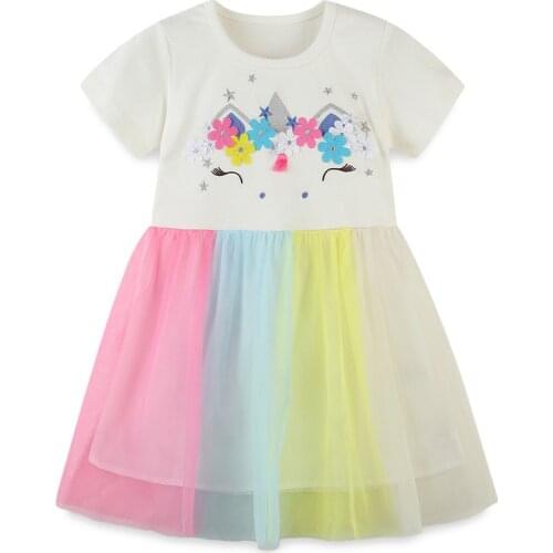 Summer Girls Clothes New Princess Party Cute Kids Dress with Flower Printing