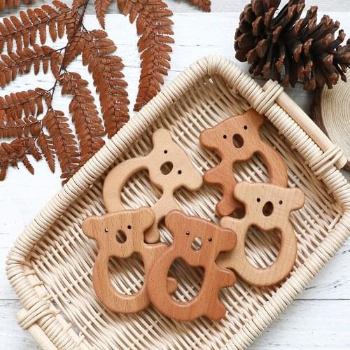 Lets Make Beech Olive Oil 20pcs Wooden Animal Elephant Koala Butterfly Hippo Hedgehog Bird Cat Baby Teether Bpa Free Toys