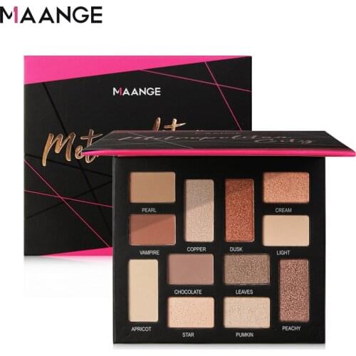 MAANGE 12 Colors Matte Pearlescent Sunset, Maple Leaf Milk Tea, Bean Paste, Beginner Eye Shadow Plate Gift for Girl