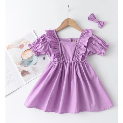 Menoea Baby Girl Summer Clothes 2020 Kids Ruffles Party Dresses Sweet Solid Color Costume Children Lovely Kids Dresses for girls