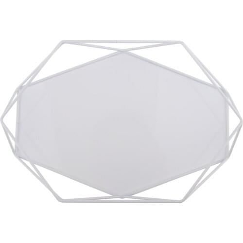 Metal Geometric Storage Tray Jewelry Storage Dish Plate for Displaying Jewelry Makeup Tea Fruit Cake Dessert Tray Containers