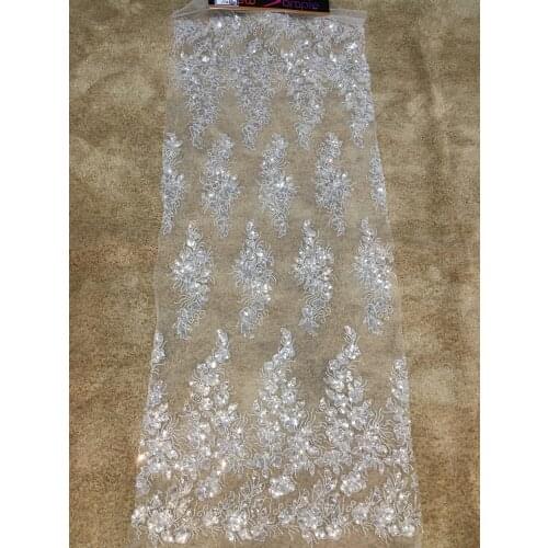 Fashion Embroidery beaed Lace Wedding Dress Fabric Nigerian Trimming Lace 10Yards/ lot