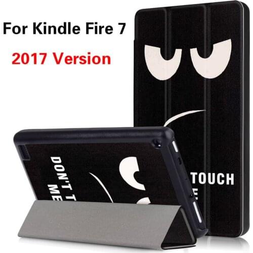 Fashion Printed Case for Amazon 2017 New Kindle Fire 7 Smart Cover Sleep Stand for Kindle Fire 7 2017 Version Tablet Funda + Pen