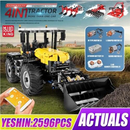 MOULD KING 17019 Building Blocks Car The MOC-25371 RC Tractor Fastrac 4000er Set Parts Kids Educational Toys Christmas Gift