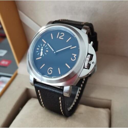 44mm 316L Stainless steel Brushed case Sapphire crystal Sandwich dial orange number ST3600 Mechanical Hand Wind Mens watch