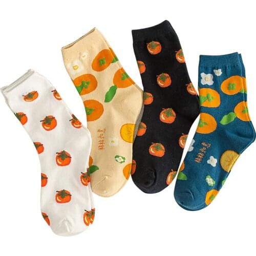 4 Pairs Fruit Cotton Women Socks Cute Lovely Socks For Women Girls Sock Fashion Ladies Spring Summer Soft Leisure Meias