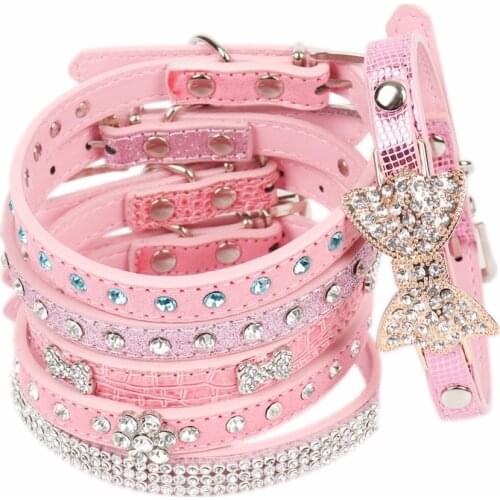 PipiFren Pink Small Cats Collars Breakaway Necklace Kitten Rhinestone For Leash Pet Dogs Collar Accessories collier chat kedi