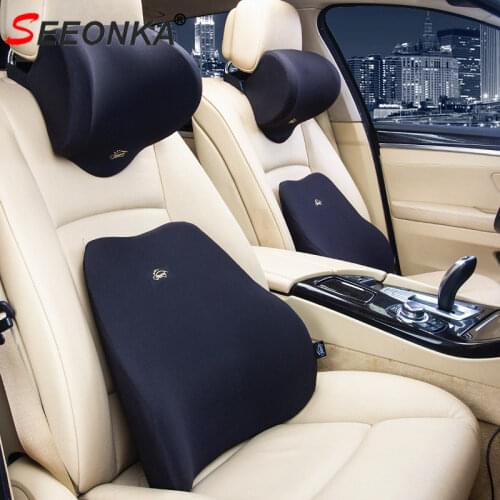Car Pillows waist Seat Cushion Back Lumbar Pillow Back and Car Headrest Pillow Memory Cotton Car Accessories Interior Women
