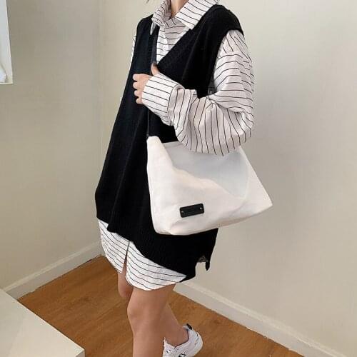 PURFAY Canvas Capacity Women Shoulder Bag Cotton Tote Shopper Bag Reusable Travelling bag Cloth Messenger Bag