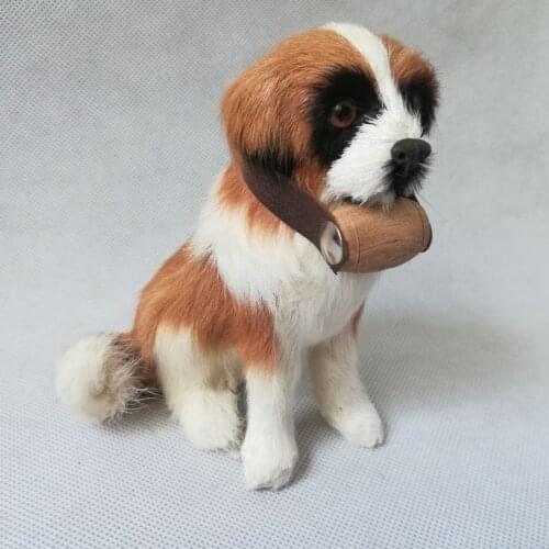 Real life toy Saint Bernard about 13x12cm model craft model toy,polyethylene&furs squatting dog decoration toy gift w0219