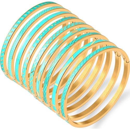 Luxury Brand Boho New Enamel Bracelet European Streak Geometric Jewelry Bracelets & Bangles Women Fashion Black Blue Charm Party