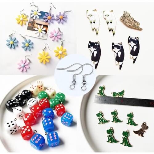 Fashion animal dice flower cat dinosaur Earrings Cute Handmade Earrings Womens Jewelry DIY earrings Handmade by yourself