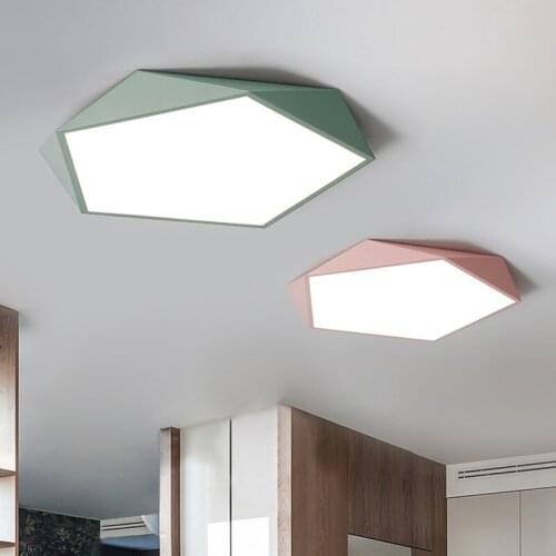Modern LED Ceiling lamp Geometric polygon iron metal PVC indoor lighting Bedroom dining room decoration light fixture AC110-265V