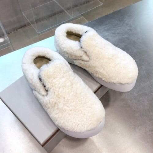 Casual Designer Fashion Women Shoes Black Genuine Leather Wool Round Toe Slip On Zapatos Mujer Prom Evening Pumps Zapatos Mujer