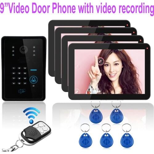 MOUNTAINONE 9"Touch Key Video Door Phone Video Record,OutdoorCamera w/t ID card&Password unlock,home security intercom doorbell