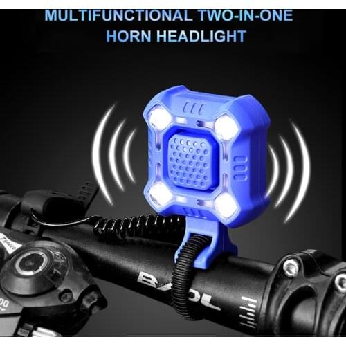 WEST BIKING 140 dB Bike Bell 4 Lamp Cycling Light 1200mAh Electric Horn Waterproof USB Charging Loud Alarm Security Bicycle Bell
