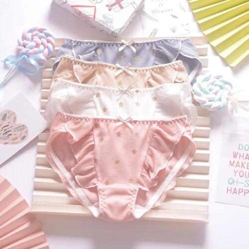 2020 New Star Women Underwear Japan Style Cotton G-string Embroidery Female Panties Hot Sale Lady Girls Briefs