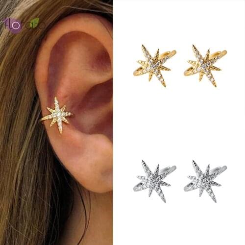 925 Sterling Silver Exquisite Crystal Star Ear Clips Luxurious And Elegant Jewelry For Women Engagement Proposal Birthday Gift
