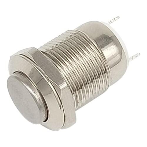 1pcs 12mm metal push button waterproof nickel plated brass switch high head Round shape momentary self reset 1NO 12GT.F.C 2 pins
