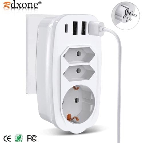 16A European USB Socket Multi Port Plug Converter One Turn Three European Style Multi Function wall plug Germany For Office Home