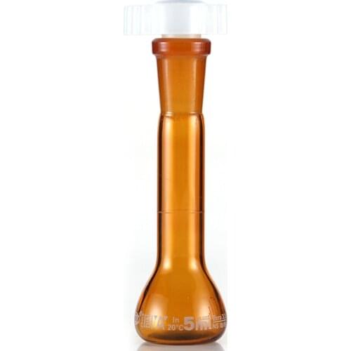 5ml Brown Lab Borosilicate Glass Volumetric Flask with plastic Stopper Office Lab Chemistry Clear Glassware Supply