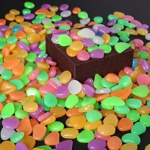 50Pcs/Pack Multicolor Garden Decor Artificial Landscaping Ornament Resin Pebble Stone Luminous Stones