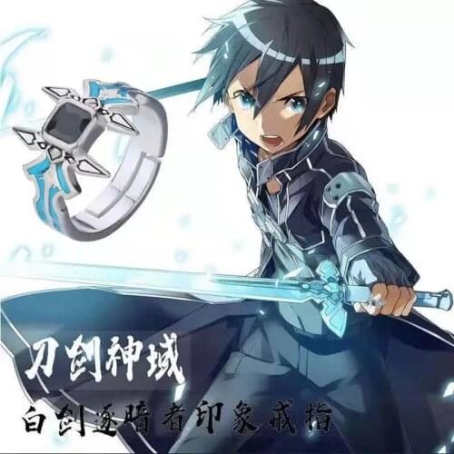 Hot Anime Sword Art Online Kirigaya Kazuto Rings 925 Sterling Silver Finger Ring Fashion Jewelry Adjustable Decorate Gifts Props