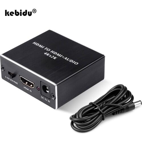 Kebidu 4KX2K HDMI-compatible Audio Extractor Optical TOSLINK SPDIF + 3.5mm Stereo Audio Extractor Converter HDMI Audio Splitter