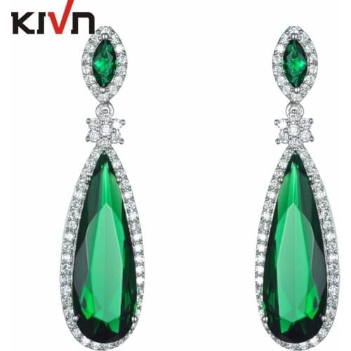 KIVN Fashion Jewelry Luxury Pave Blue CZ Cubic Zirconia Womens Girls Wedding Bridal Earrings Birthday Gifts 6pcs Lot Wholesale