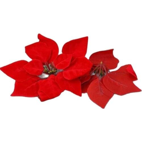 Red 100p Dia.20cm/7.87" Artificial Simulation Poinsettia Christmas Flower Decorative Flowers Wedding Party Decoration