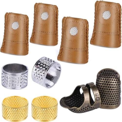 LMDZ 10 PCS Thimble Finger Protector Metal Thimble Copper Sewing Thimble Leather Finger Protector for Sewing and Stitching