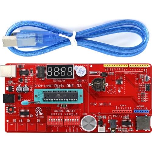 Rich Multifunction UNO R3 Atmega328P Development Board for Arduino UNO R3 with MP3 /DS1307 RTC /Temperature /Touch Sensor module