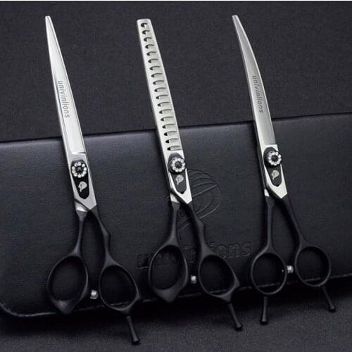 7" Pet Straight & Thinning & Down Curved Scissors Pet Dog Gromming Scissors Kit Pet Cutting Scissors for Dog Cat Stainless Steel