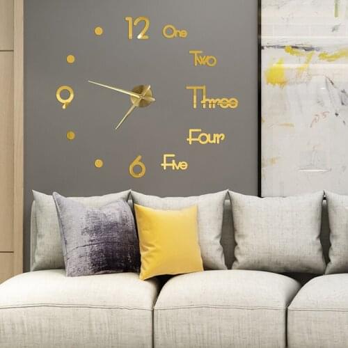 DIY Wall Clock 3D Frameless Mute Modern Wall Clock Wall Decoration Clock Free Perforated Acrylic Mirror Surface Clock for Home