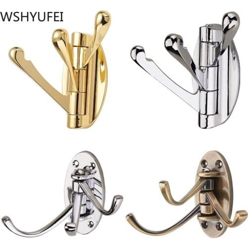 Wall-mounted rotating coat hook bathroom kitchen clothes Zinc alloy hooks hangers bathroom accessories Key hook Home hardware