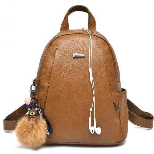 2019 New Womens Large-capacity Leisure Baita Backpack Simple Korean Edition Trendy Soft Leather Shoulder Bag