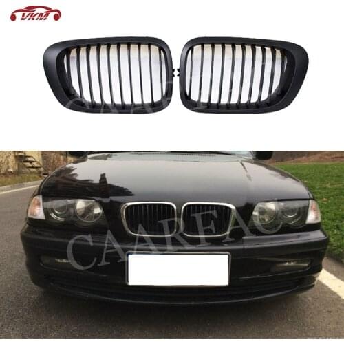 ABS Front Kidney Double Slat Grill Mesh Grille Frame Covers For BMW 3 Series E46 4 Door 2Door Coupe 318I 320I 325I 1998-2001