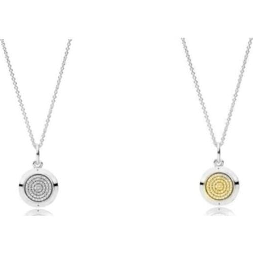 Authentic 925 Sterling Silver Original Signature Pave Pendant pan Necklace Fit Bead Charm Gift DIY Jewelry