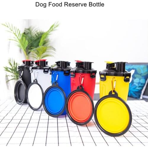 Portable 2 in1 Pet Folding Water Bottle Dog Feeder Collapsible Folding Bowl Travel Outdoor Food Water Storage Cat Food Container