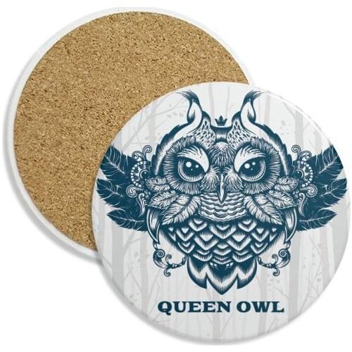 Queen Owl Forest Ceramic Coaster Cup Mug Holder Absorbent Stone for Drinks 2pcs Gift