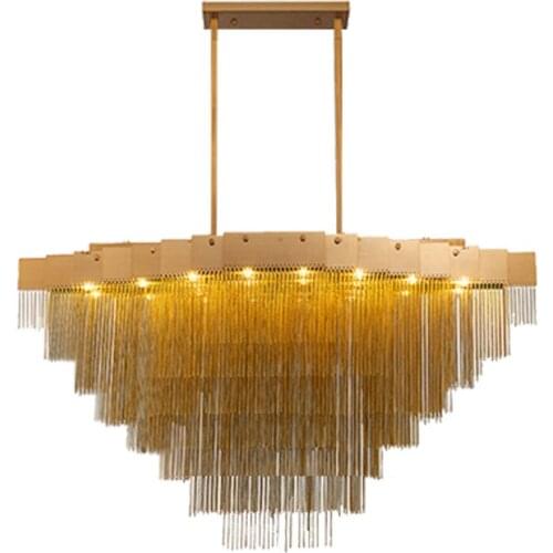 Luxury Tassel Chandelier Modern Decoration Aluminum Chain Metal Suspension Lamps For Living Room Kitchen Island Lighting PA0027