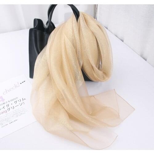 Organza Scarf Natural Silk Double Layers Spring Autumn Solid Color Pashmina Wrap Ladies Shawls Fashion Scarves