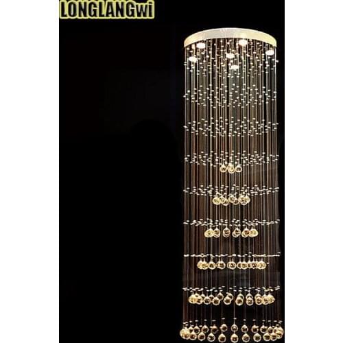 Modern LED K9 Crystal Chandeliers Light Fitting Staircase LED Chandeliers Lamp For Foyer Dining Room Lighting