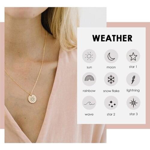 Visunion Simple Design Necklace Fashion Weather Star Moon Pattern Jewelry Stainless Steel Rose Gold Silver Color Necklace Gift